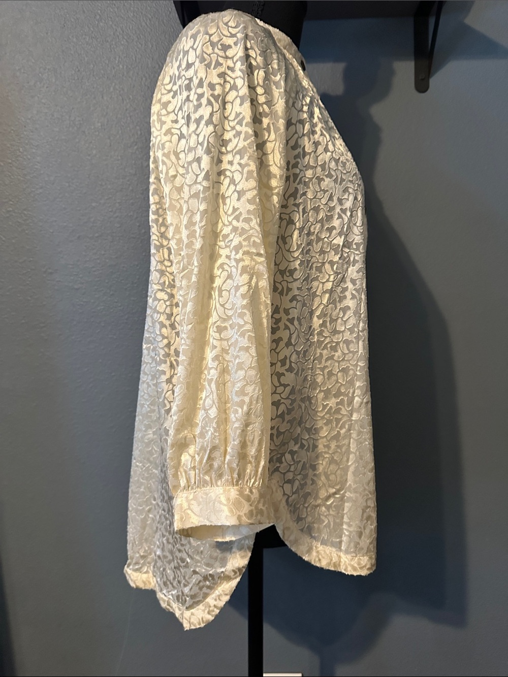 Anthropologie Ivory Lace Button-Front Blouse - Picture 4 of 9